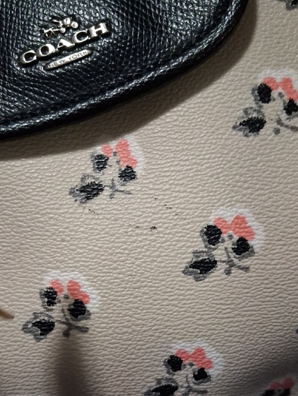 COACH Floral Print Tote Bag in Beige with Black Trim - Picture 8 of 14